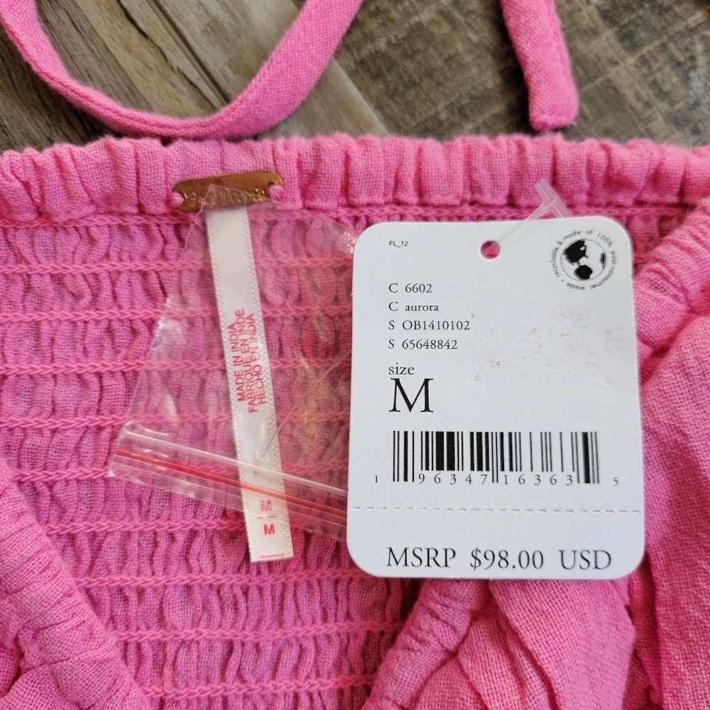 Free People Pink Ruched Long Sleeve Top - Picture 4 of 7